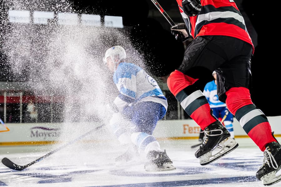 Dynamic shot of ice hockey players in action