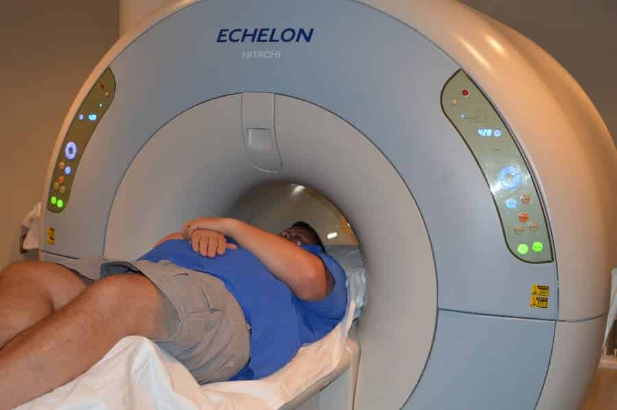 Patient inside an MRI machine at Hoover location